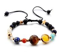 coadipress Planet Bracelet Solar System Universe Galaxy Bracelet Handmade Natural Stone Bead Bracelet String Adjustable Astronomy Gifts Bangle for Women Men, 6 inch, Stone, no gemstone