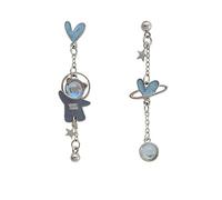 coadipress Planet Earrings for Women Unique Creative Astronaut Earrings Asymmetrical Astronaut Blue Planet Stud Earrings Cute Moonstone Earrings Spaceman Earrings Planet Jewelry Gift, Zinc, crystal