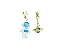 coadipress Planet Earrings for Women Unique Creative Astronaut Earrings Asymmetrical Astronaut Blue Planet Stud Earrings Cute Moonstone Earrings Spaceman Earrings Planet Jewelry Gift, Zinc, crystal