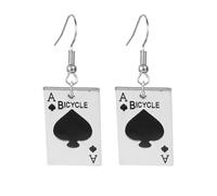 coadipress Playing Card Poker Earrings for Women Stainless Steel Punk Rock Poker Hearts Spades A Ace Earrings Hip Hop Gambling Casino Jewelry Gift, Middle, Stainless Steel, No Gemstone