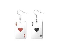 coadipress Playing Cards Earrings For Women Asymmetric Poker Cards Earrings Exaggerated Style Poker Hearts and Spades Earrings Unique Funny Earrings Gambling Casino Jewelry Gift, Zinc, No Gemstone