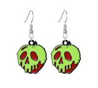 coadipress Poison Apples Earrings for Women Cute Skull Face Snow White Witches Earrings Halloween Party Cosplay Charm Jewelry, S, Metal Enamel, No Gemstone