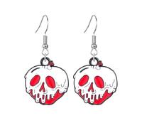 coadipress Poison Apples Earrings for Women Cute Skull Face Snow White Witches Earrings Halloween Party Cosplay Charm Jewelry, S, Metal Enamel, No Gemstone