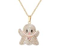 coadipress Rhinestone Halloween Necklace for Women Cute Crystal CZ Ghost Gothic Bat Spider Pumpkin Cat Witch Hat Pendant Necklace Charm Halloween Jewelry Gifts, Middle, Alloy Steel Rhinestone, No