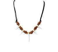 coadipress Shark Tooth Necklace for Men Women Adjustable Cord with Wood Beads Fossil Sharktooth Necklace Hawaiian Summer Beach Surfer Resin Cool Choker Jewelry, Middle, Cord, No Gemstone