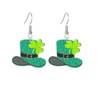 coadipress St Patrick's Day Earrings for Women Green Clover Hat Horseshoe Dinosaur Leaf Drop Earrings Shamrock Dangle Earrings Funny Animal Irish Festival Earrings Gift Good Luck Jewelry, Middle