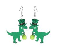 coadipress St Patrick's Day Earrings for Women Green Clover Hat Horseshoe Dinosaur Leaf Drop Earrings Shamrock Dangle Earrings Funny Animal Irish Festival Earrings Gift Good Luck Jewelry, Middle