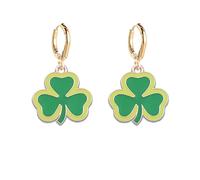 coadipress St Patrick's Day Hoop Earrings for Women Good Lucky Clover Earrings Dainty Green Shamrock Hat Huggie Hoop Earrings Irish Holiday Party Personalized Jewelry Gift, M, Alloy Steel, No Gemstone