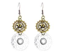 coadipress Steampunk Gears Earrings for Women Vintage Unique Punk Handmade Statement Antique Bronze Steam Gear Clockwork Dangle Drop Earrings Personalized Jewelry Gifts, Zinc, No Gemstone