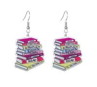 coadipress Teacher Earrings for Women Glitter Acrylic Colorful School Books Dangle Drop Earrings Creative Funny Earth Book Earring Graduation Appreciation Gifts Jewelry, Middle, Acrylic, No Gemstone