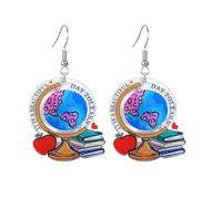 coadipress Teacher Earrings for Women Glitter Acrylic Colorful School Books Dangle Drop Earrings Creative Funny Earth Book Earring Graduation Appreciation Gifts Jewelry, Middle, Acrylic, No Gemstone
