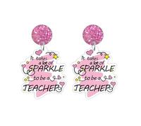 coadipress Teacher Earrings for Women Glitter Acrylic Colorful School Books Dangle Drop Earrings Creative Funny Earth Book Earring Graduation Appreciation Gifts Jewelry, Middle, Acrylic, No Gemstone