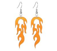 coadipress Transparent Acrylic Flame Earrings for Women Unique Gothic Fire Dangle Earrings Punk Rock Hip Hop Fire Element Earrings Multicolor Neon Flames Hook Earrings Halloween Cosplay Accessories