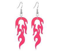 coadipress Transparent Acrylic Flame Earrings for Women Unique Gothic Fire Dangle Earrings Punk Rock Hip Hop Fire Element Earrings Multicolor Neon Flames Hook Earrings Halloween Cosplay Accessories