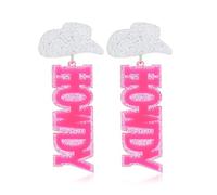 coadipress Western HOWDY Glitter Earrings for Women Fashion Lightweight Acrylic Glitter Rodeo Disco Cowboy Hat Dangle Drop Earrings Country Concert Party Western Cowgirl Accessories Jewelry, M