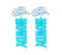 coadipress Western HOWDY Glitter Earrings for Women Fashion Lightweight Acrylic Glitter Rodeo Disco Cowboy Hat Dangle Drop Earrings Country Concert Party Western Cowgirl Accessories Jewelry, M