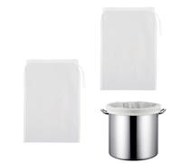 COAFTUG 2pcs Nylon Fine Mesh Bag 120 Micron Filter Bag 45*60cm Large Reusable Brew Bag Straining Bags with Drawstring Juice Press Bag Strainer Bag for Juicing Wine Homebrew Beer Cheesecloth Jelly Jam