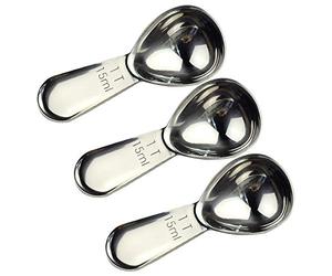 CoaGu Coffee Scoop Short Handle 18/8 Corrosion Resistance Tablespoon 15ml FDA Measuring Spoons for Baking or Coffee Measuring (3x15ml)