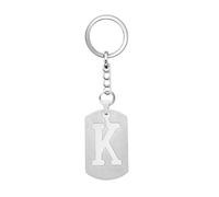 Coagurmes Silver Dog Tag 26 Letter initial A-Z Keychain Keyring Key Chain Ring for Women Men Daughter Son Sisters Friends Birthday Christmas (K)