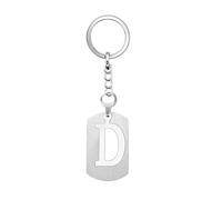 Coagurmes Silver Dog Tag 26 Letter initial A-Z Keychain Keyring Key Chain Ring for Women Men Daughter Son Sisters Friends Birthday Christmas (D)