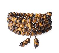 COAI 108 Mala Beads Tiger Eye Stone Beaded Wrap Bracelet Necklace 6mm