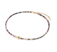 COAI 4mm Dainty Multi-Color Tourmaline Colorful Beaded Necklace for Women, Protection Evil Eye Necklace for Women