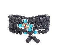 COAI 6mm Nepal Guru Bead Red Tiger Eye Lava Essential Oil Bracelet Necklace, 108 Mala Beads Wrap Bracelet Prayer Necklace