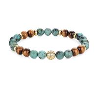 COAI 8MM Tiger Eye African Turquoise Bracelet for Men, Fleur De Lis Charm Stone Beaded Bracelet for Men