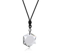 COAI Adjustable Genuine Stones Clear Quartz Jewish Star of David Healing Pendant Necklace