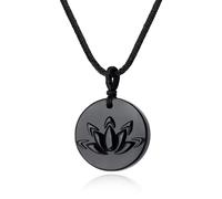 COAI Black Obsidian Necklace for Men Women, Lotus Necklace for Men Women