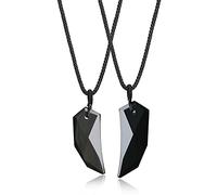 COAI Couples Black Obsidian Wolf Tooth Amulet Pendant Necklaces
