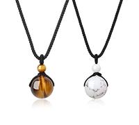 COAI Crystal His and Hers Necklaces Matching Couples Necklaces Tiger Eye & Howlite