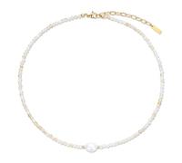 COAI Dainty Beaded Necklace for Women, Natural Pearl Crystal Necklace for Women, Green Agate Garnet Amethyst Citrine Red Carnelian Jewelry 40 + 5cm