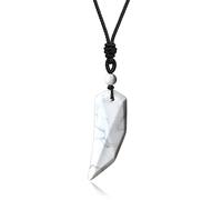 coai Genuine Howlite Wolf Tooth Amulet Mens Healing Crystal Necklace