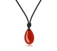 COAI Genuine Leather Crystal Necklace, Red Carnelian for Women
