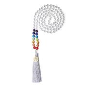 coai Hand Knotted Tassel 108 Mala Beads 7 Chakra Clear Quartz Beaded Necklace
