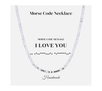 COAI Heishi Hematite Howlite Gemstone Beaded Necklace for Men, Morse Code Necklace for Men 'I Love You'