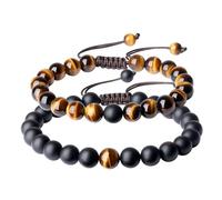 COAI His and Hers Bracelets Onyx Tiger Eye Stone Bracelets for Couples