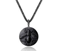 COAI Honey Bee Obsidian Stone Necklace for Men Women