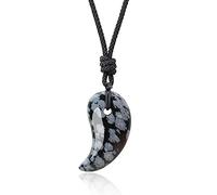 COAI Magatama Necklace Snowflake Obsidian Necklace for Men Women