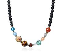 COAI Matte Onyx Stone Beaded Solar System Necklace for Women