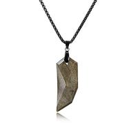 COAI Men's Golden Sheen Obsidian Wolf Necklace, 24" Stainless Steel Box Chain, Viking Wolf Tooth Pendant