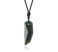 COAI Men's Women's Wolf Tooth Amulet Green Rutilated Quartz Pendant Necklace