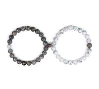 COAI Mutual Attraction Bracelets Magnetic His and Hers Bracelets for Couples, Howlite Map Jasper Beaded Bracelets