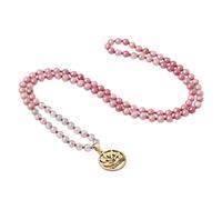 COAI Namaste 108 Beads Labradorite Rhodonite Stone Mala Necklace