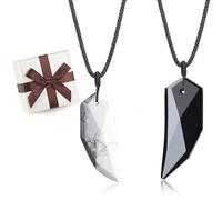 COAI Obsidian Howlite Wolf Tooth Yin Yang Couples Pendant Necklaces