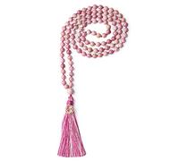 COAI OM Charm Hand Knotted Tassel 108 Mala Beads Rhodonite Stone Stone Beaded Necklace 8mm