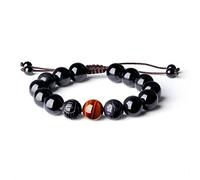 COAI Pixiu Fengshui Bracelet Tiger Eye Black Obsidian Stone Beaded Bracelet for Men