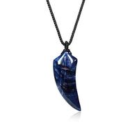 COAI Protection Amulet Wolf Tooth Sodalite Blue Stone Necklace
