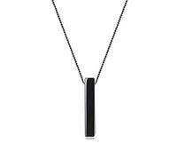 COAI Simple Bar Crystal Necklace for Women & Men, Black Obsidian, 60cm